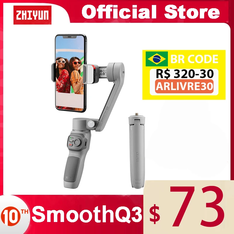 zhiyun official smooth q3 smartphones gimbal 3 axis flexible phone handheld stabilizer with fill light for iphone samsung s20 fe free global shipping