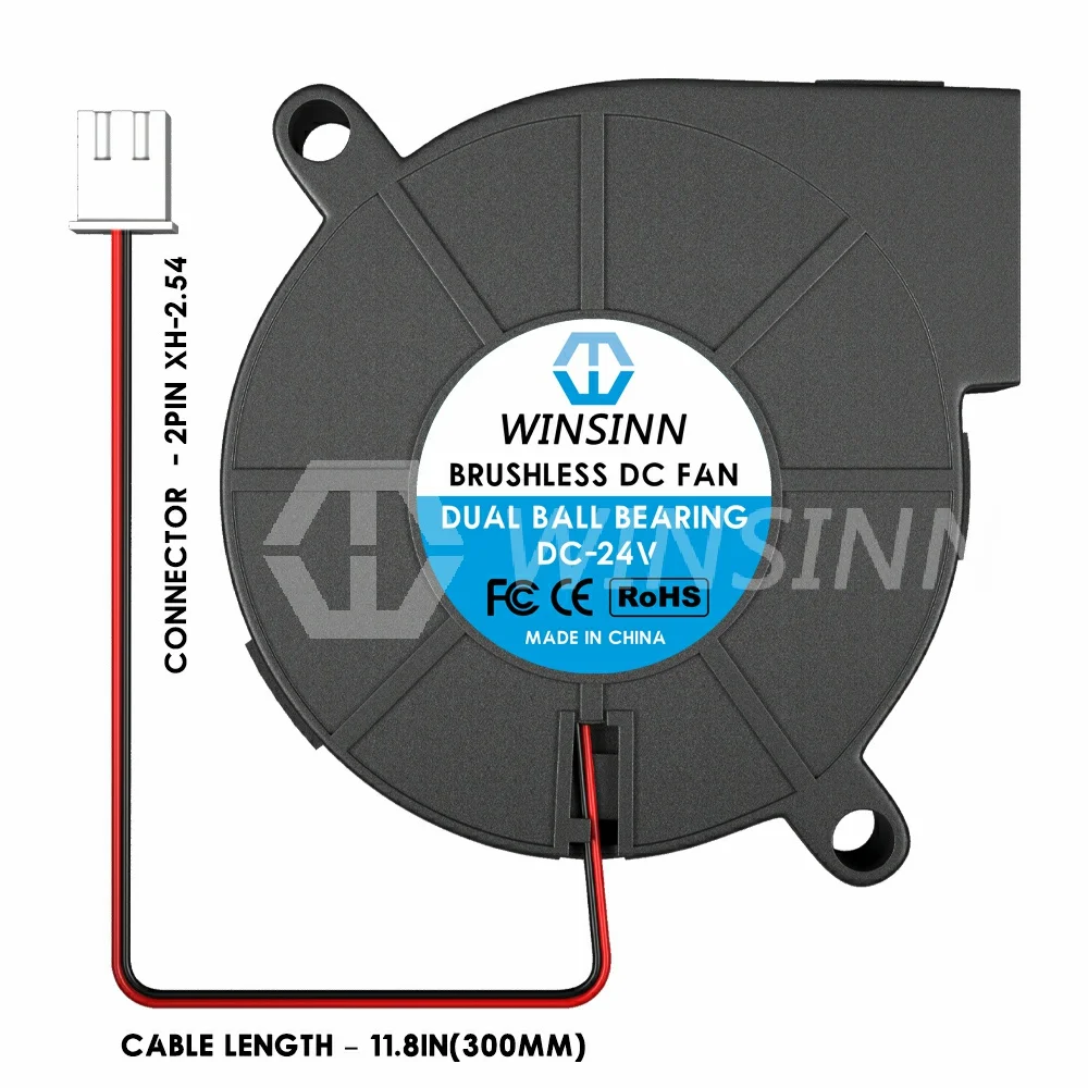 WINSINN 50mm Fan 5V 12V 24V 3D Printer Micro Blower 5015 Hydraulic / Dual Ball Bearing Brushless Cooling 50x15mm 2PIN |