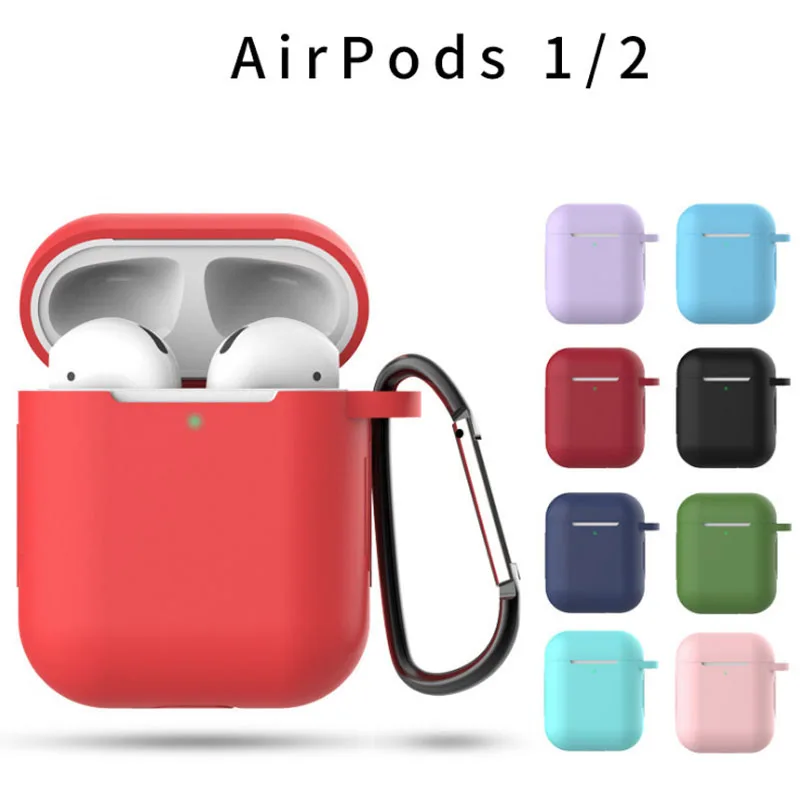 

AirPods Case Cover with Keychain Full Protective Silicone for AirPods1&2 Wireless and Wired Charging Case Front LED Visible