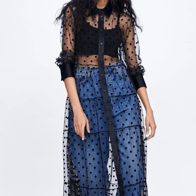 GOODSTUS женское стильное сексуальное платье в горошек лоскутное Сетчатое