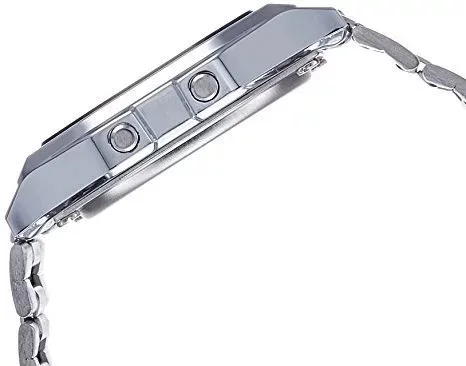 CASIO watch retro UNISEX Casio A158WA-1 digital stainless steel men's silver plated CGStore | Наручные часы