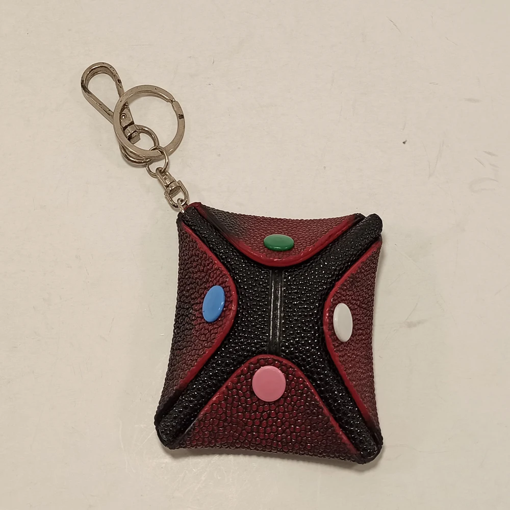 

Women Keychain Organizer Coin Purse Wallets Real Genuine Leather Exotic Stingray Fish Skin Vintage Stylish Mini Retro Key Holder