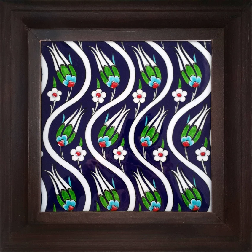 

20x20 Wall Art Decor, Smart Home ,home decor, poster, home decoration accessories, islamic decor Cobalt Ivy Tulip Hand Painting