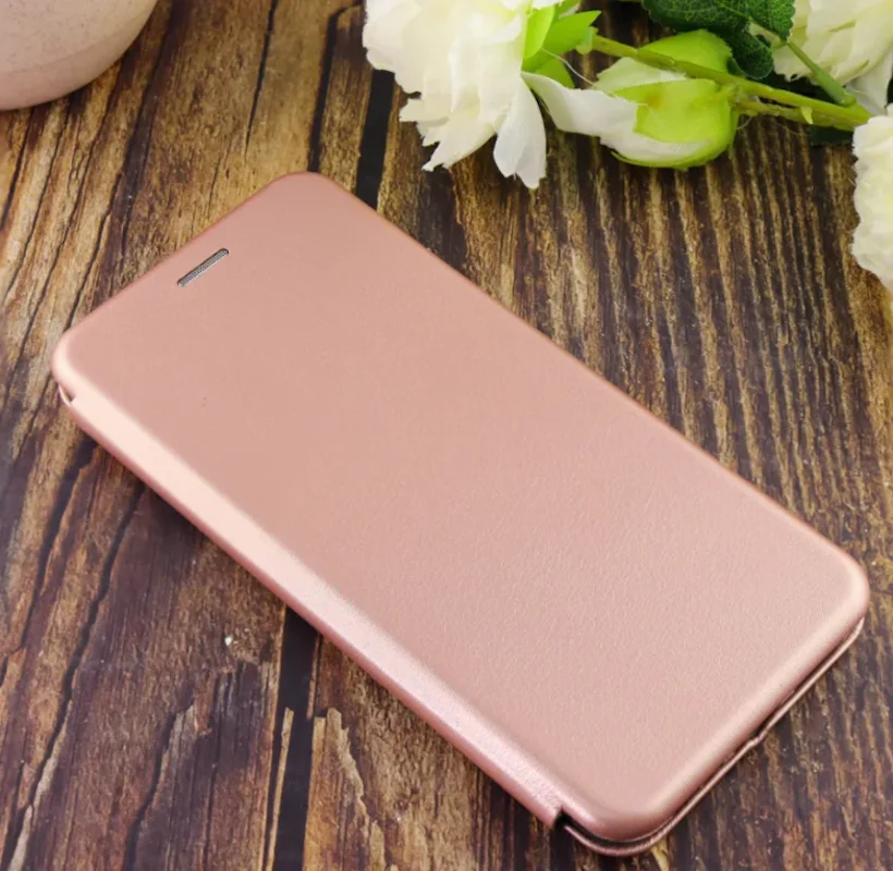 Чехол книжка для Samsung galaxy A52 розовое золото с магнитным замком подставкой и
