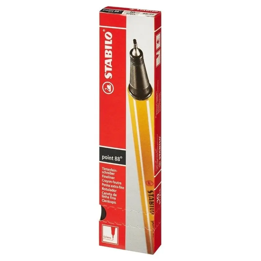 Ручка капиллярная Stabilo Point 88 0.4 мм чернила чёрные 88/46 (10 шт.) |
