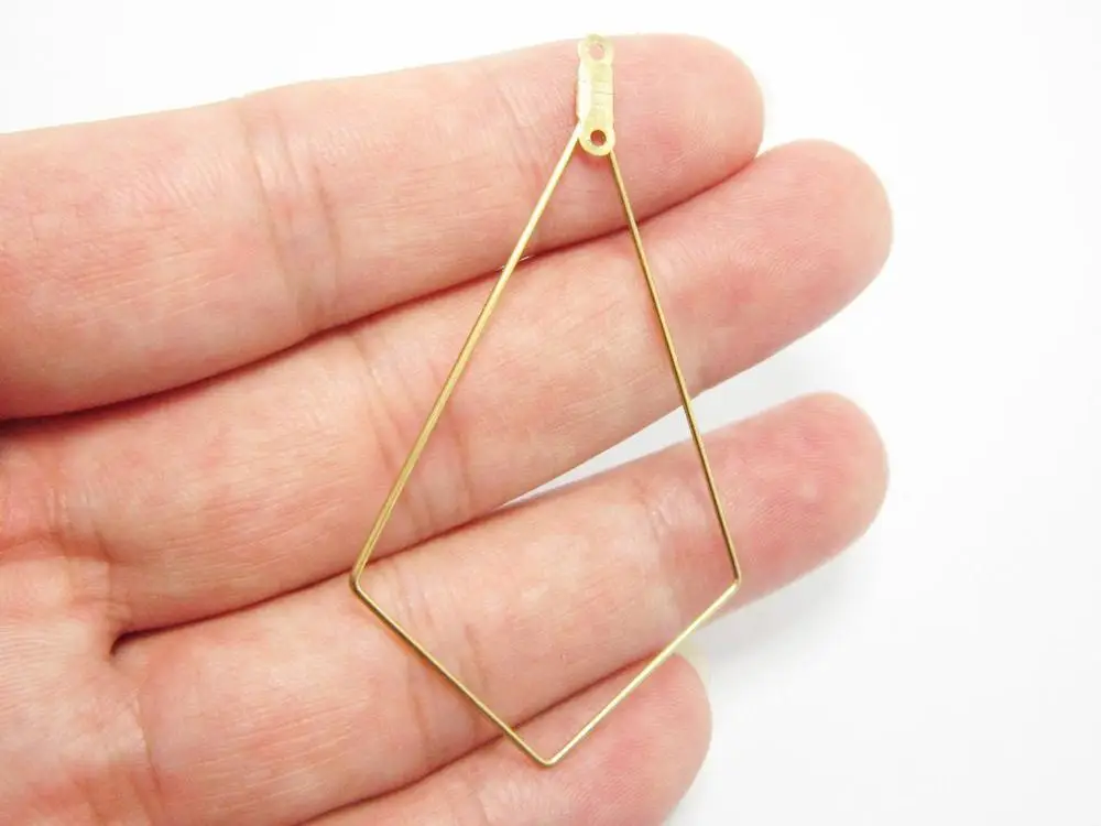

20pcs Brass ear hoops 56x32mm Rhombus Raw brass earrings pendant Geometric ear wire R347