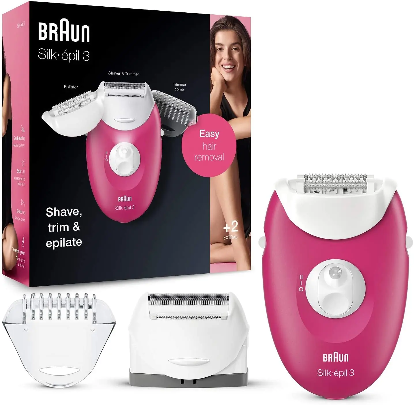 

Braun Silk-Epil 3 3410 Smartlight - Corded Epilator with 2 Attachments