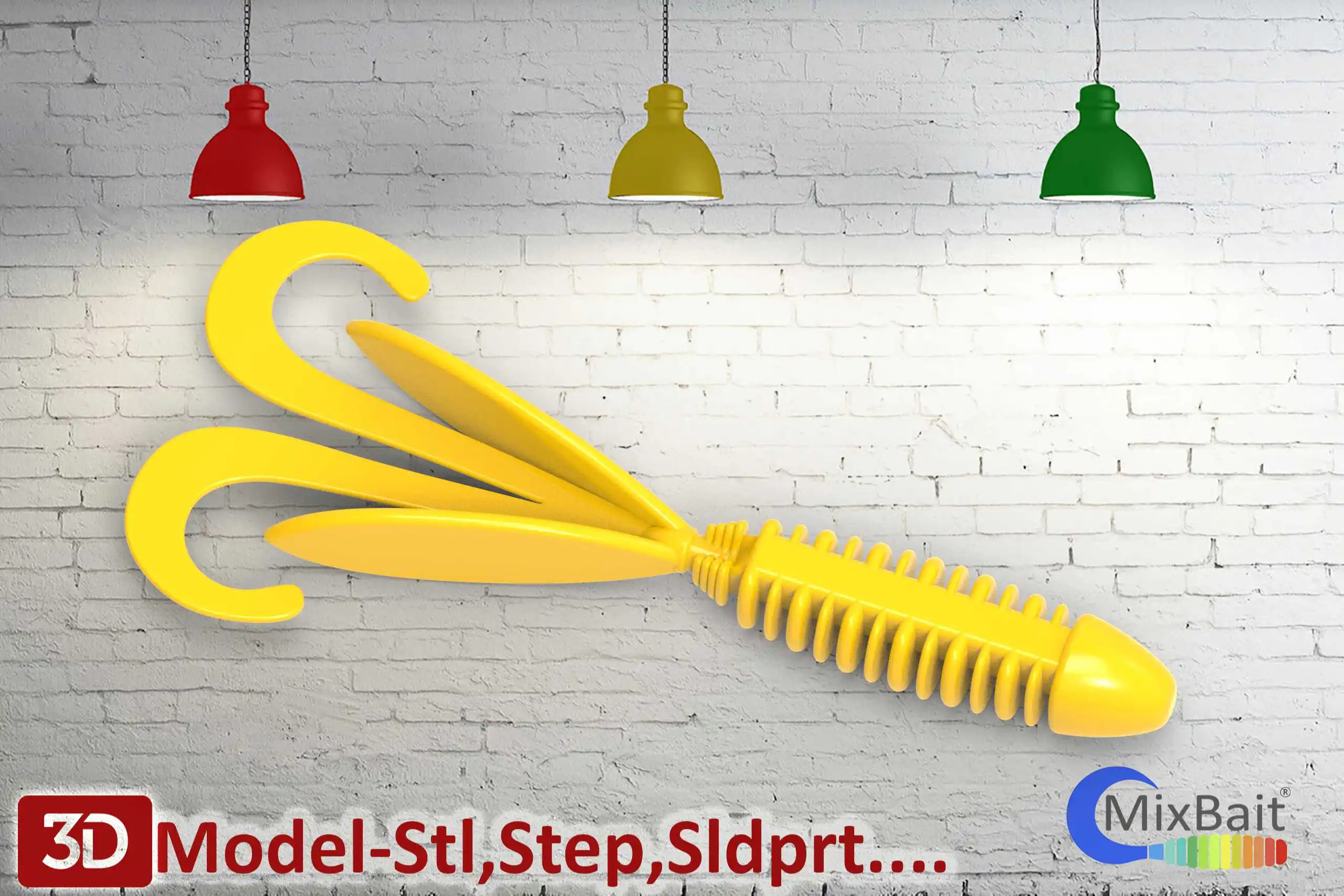 Мягкая приманка модель 3D визуально похожа на хвост Ням Wooly Hawg чтобы создать форму