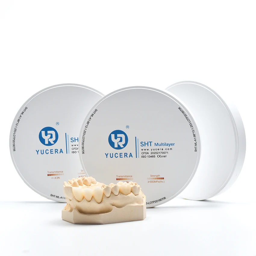 98mm A4 YUCERA Dental Materials And Equipment Manufacturer Pre-Shade Multilayer Zirconia