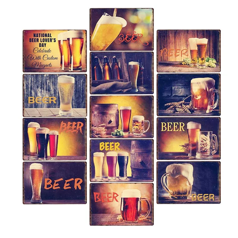 

Beer Metal Sign Plaque Vintage Posters Decorative Metal Wall Plates Bar Pub Home Decor 20x30cm