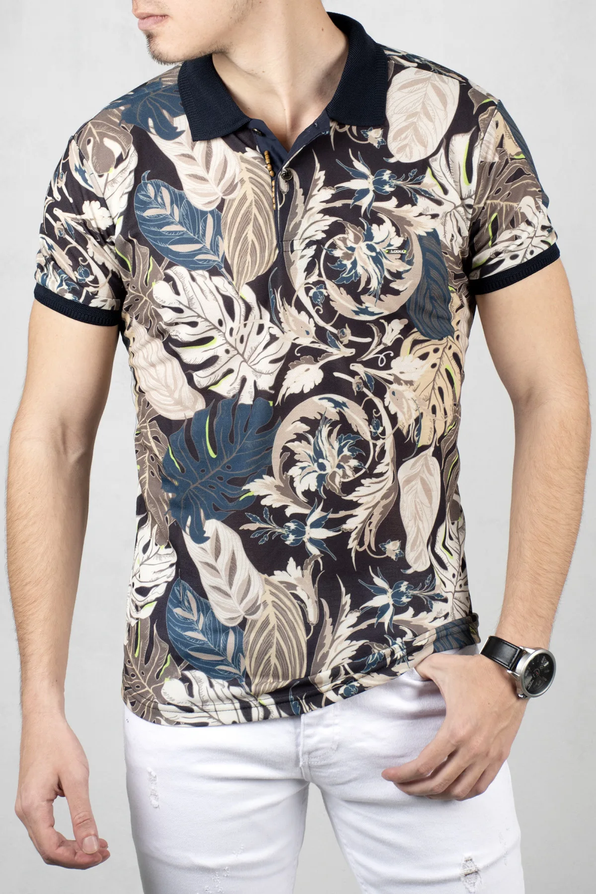 DeepSEA мужской бежевая футболка поло с отложным воротником 100 Хлопок Slim Fit лайкра