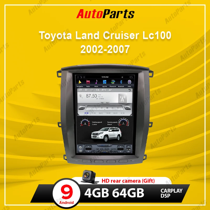 

Android 9 экран Tesla 12,1 "для Toyota Land Cruier LC100 2002-2007 автомобильный мультимедийный GPS навигатор стерео головное устройство Carplay аудио радио