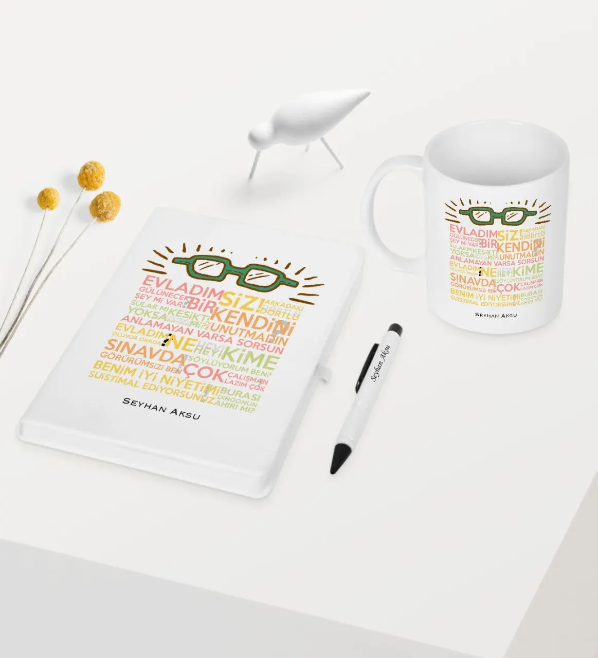 

Personalized Teacher's Words Themed White Notebook Pen Mug Set-2