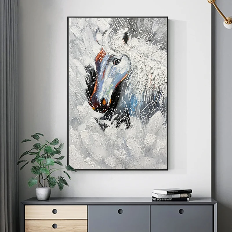 

Wall Painting Poster Nordic Style Home Decor Animal Horse Abstract Art Canvas 36X60Inch(90X150CM)