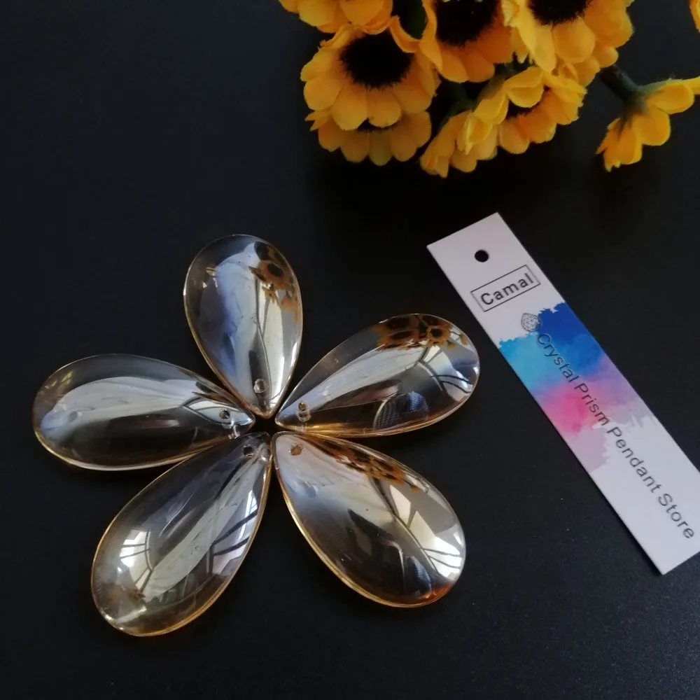 

Camal 10pcs 36mm Champagne Crystal Smooth Teardrop Prisms Pendant Lamp Chandelier Parts Hanging Ornament Wedding Home Decoration