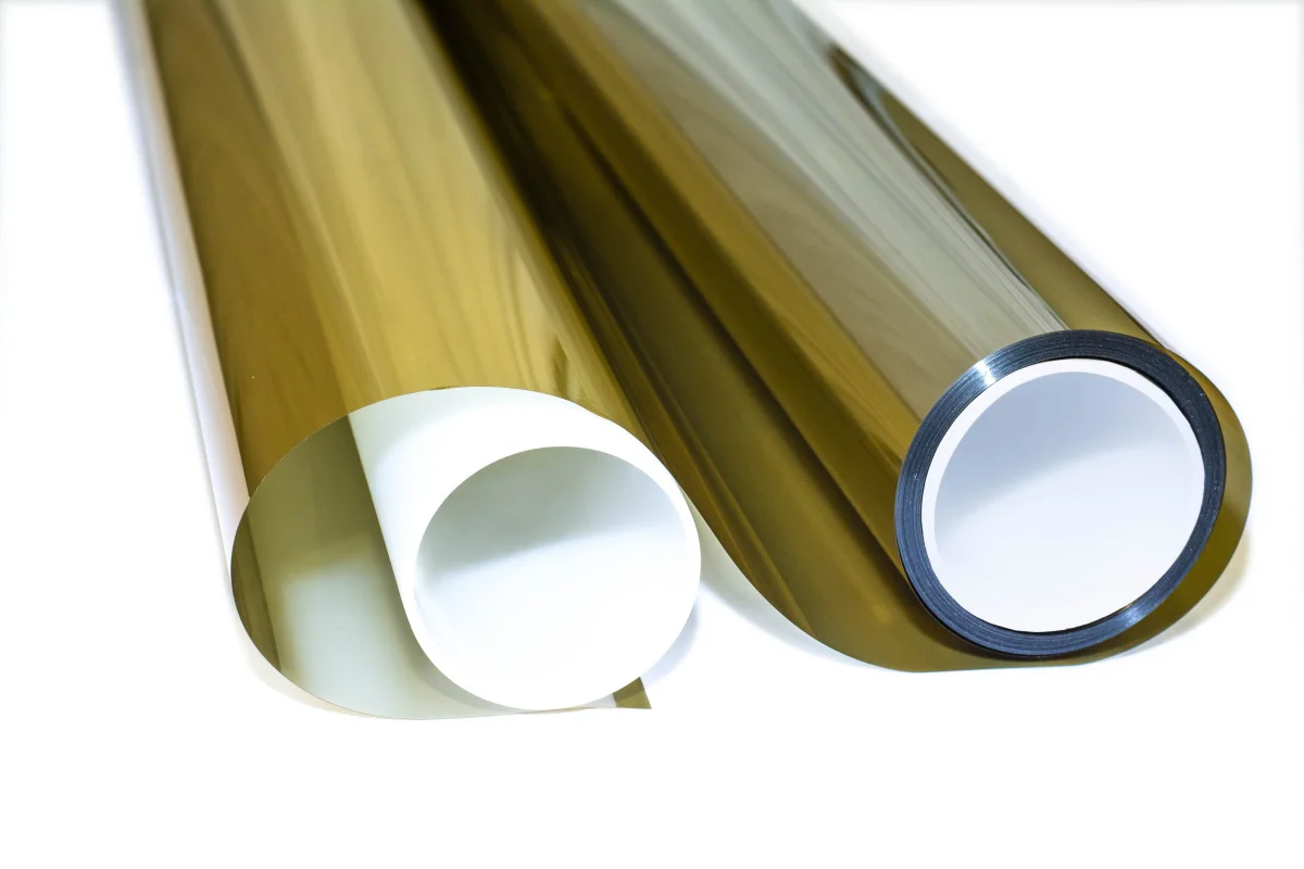 Пленка на окно Silver Gold солнцезащитная зеркальная. Тонировочная пленка от солнца с