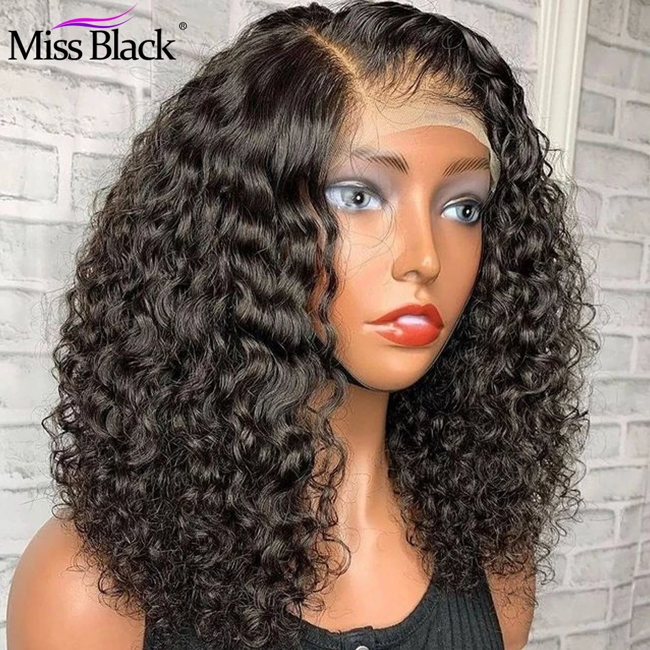 Short Deep Wave Bob Wigs 13x4 Curly Lace Human Hair Wigs 4x4 5x5 Lace Closure Wig  Pre Plucked With Baby Hair For Black Women