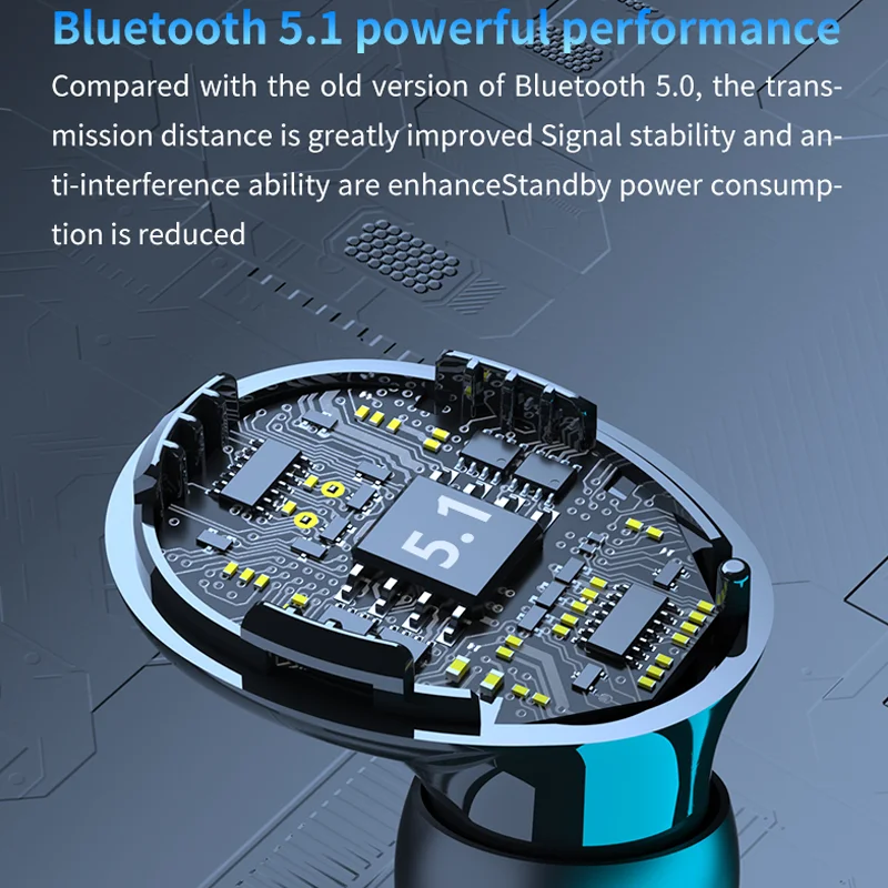 

TWS Wireless Headphone LED display Bluetooth 5.1 9D Stereo Touch cotrol With Microphone Sport headphones Earbuds Headsets