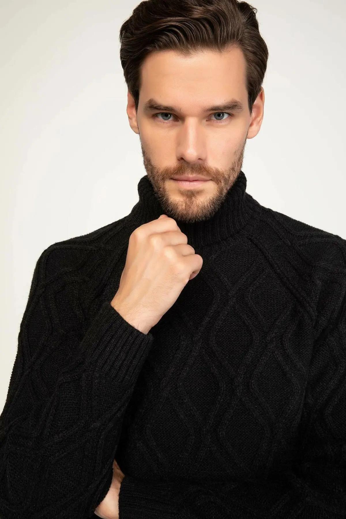 Дефакто ромбовидный узор мужские зимние водолазки пуловеры повседневные