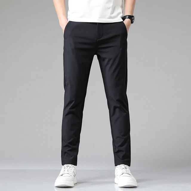 

2021 summer Korean version casual slim business classic men's elastic waist elastic pants