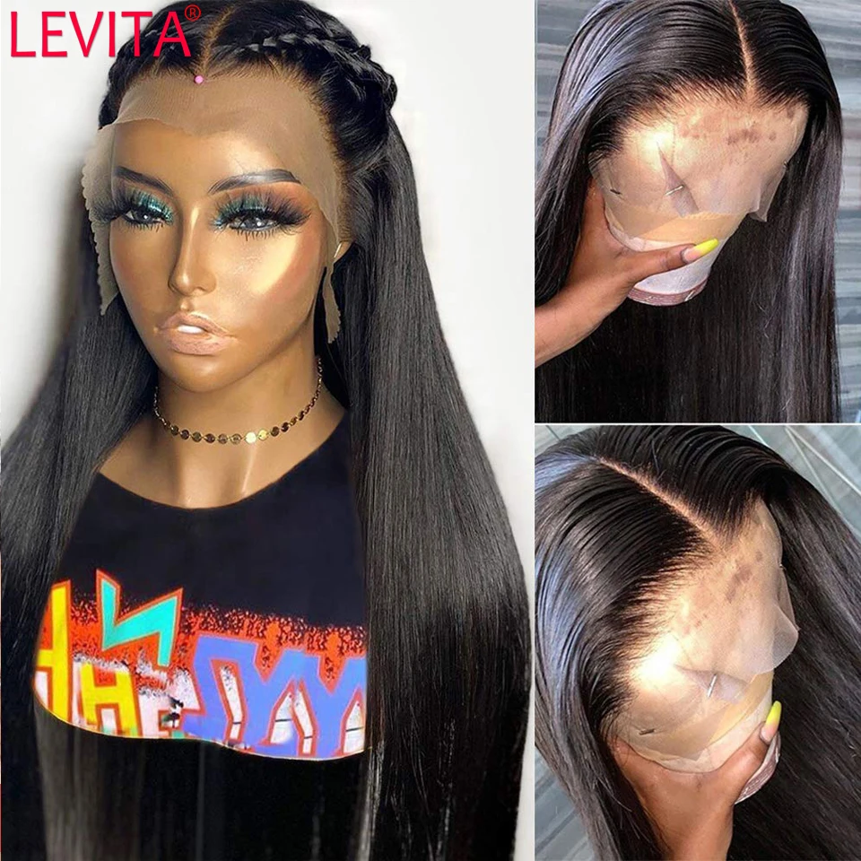 250 Density Bone Straight Lace Front Human Hair Wig 13x4 Lace Frontal Wigs For Women Brazilian Straight 30 Inch Lace Front Wig