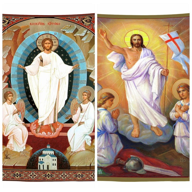 

Russian Orthodox Catholic Easter Icon Resurrection Of Christ Jesus Angels Sacred Traditional Tapestry By Ho Me Lili Home Decor