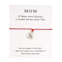 love heart pendant bracelets for women friendship mom gifts minimalist red rope handmade braided creative card bracelets jewelry