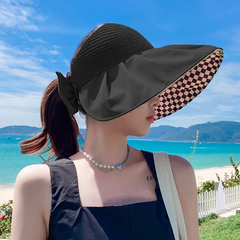 

Olokele 2022 Big Brim Sun Hats for Women Girls Fashion Hat Empty Top Sunshade Caps Foldable Adjustable for Outdoor Beach