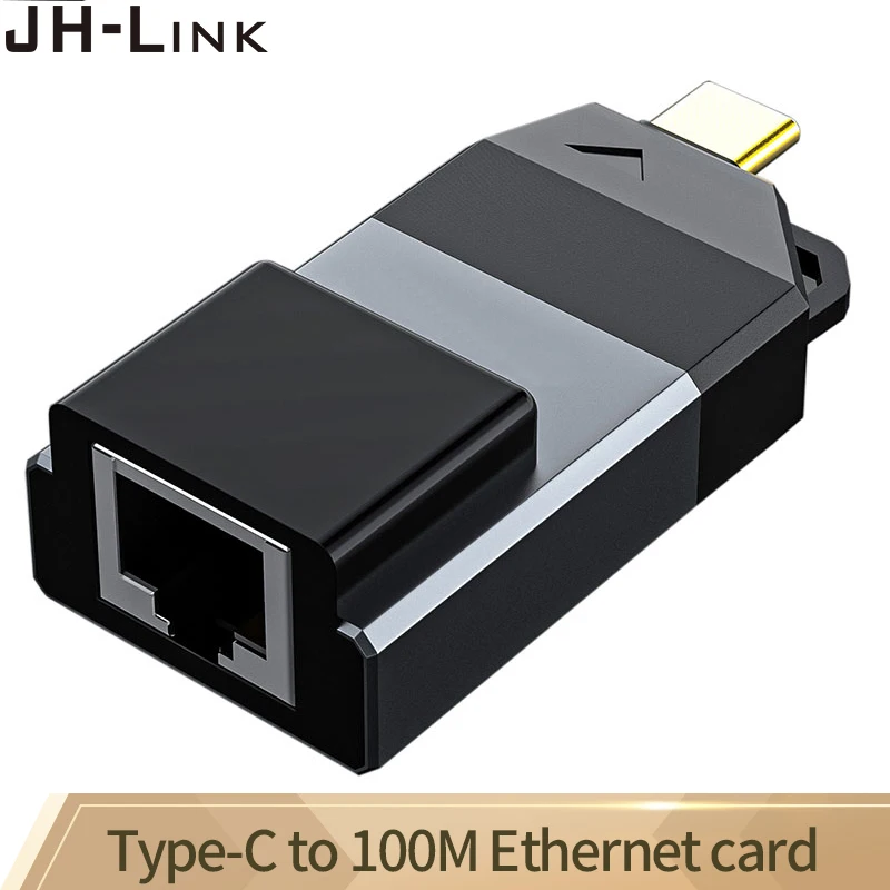 

JH-LINK USB-C to Ethernet card Type-C to RJ45 Lan Adapter for MacBook Pro Galaxy S9/S8/Note 9 Type C Network Card USB Ethernet