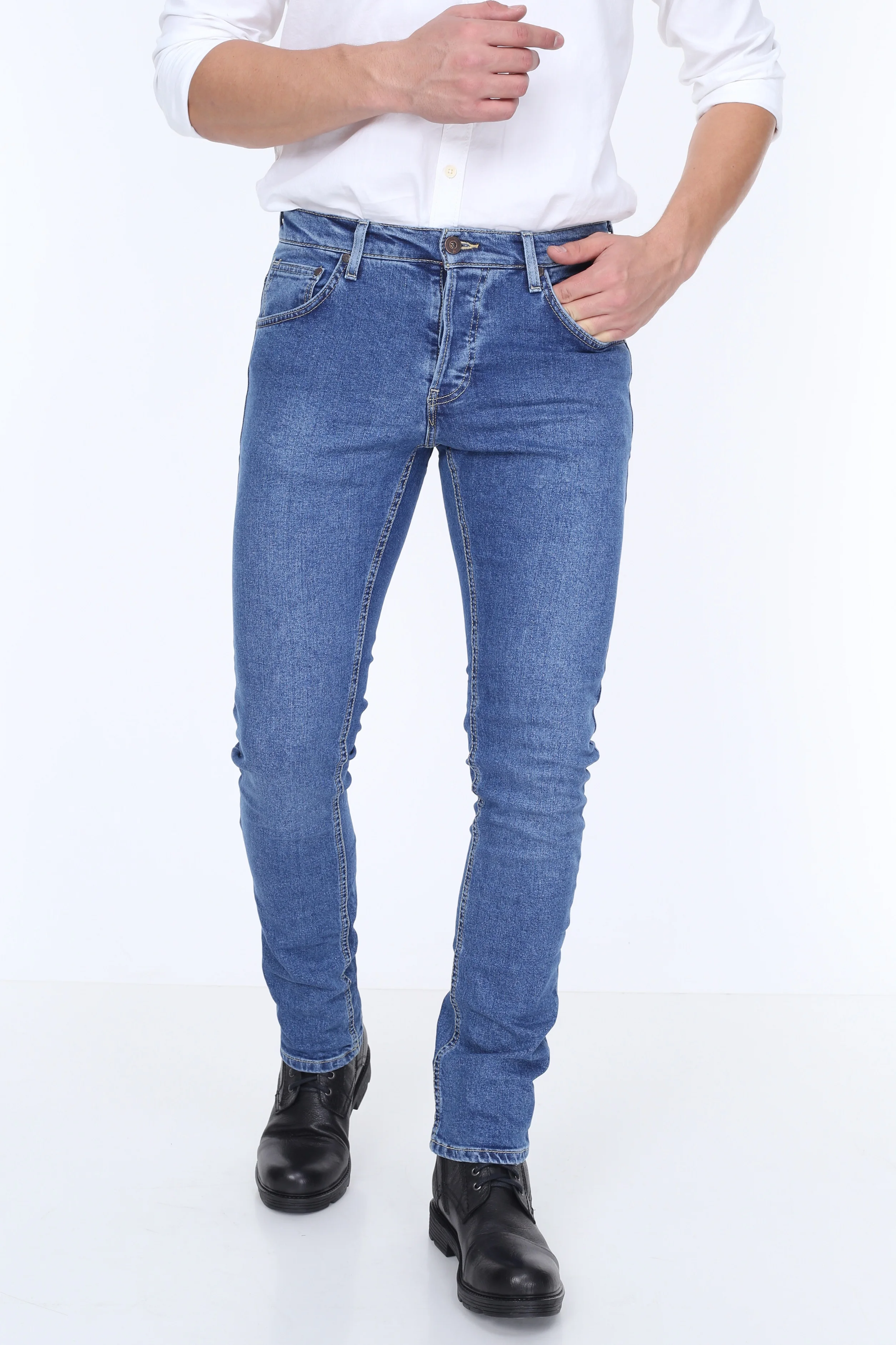 Мужские облегающие джинсы HW 14946 2 стрейч подарок для мужчин комфорт турецкий