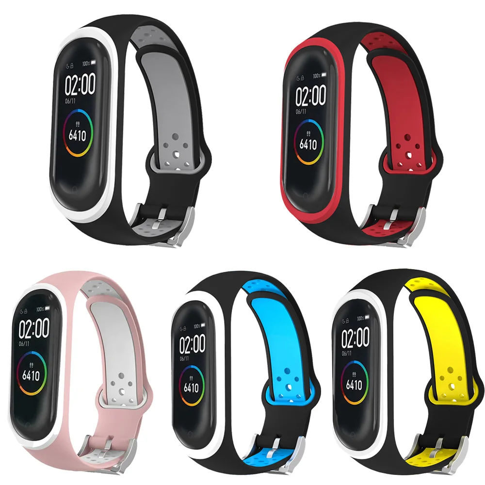 Ремешок для mi band 4 и 3 спортивный ремешок смарт часов с отверстиями металлической