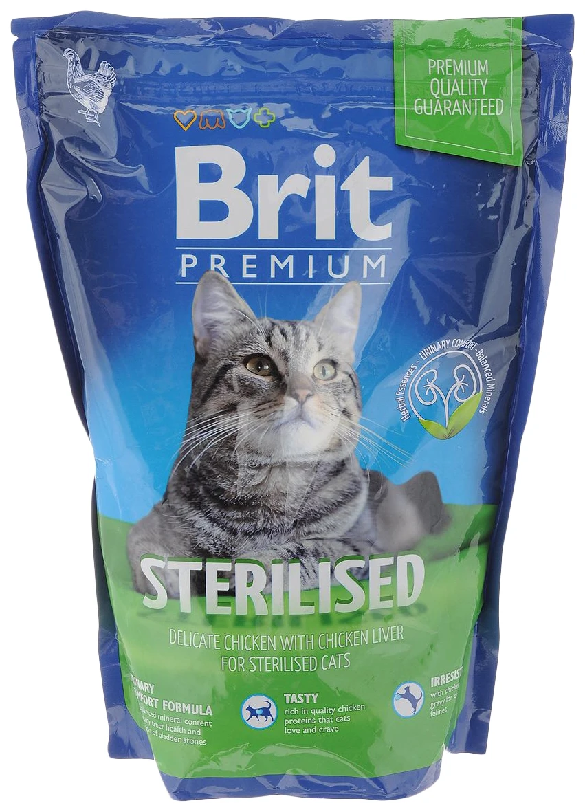Brit Premium Cat Sterilized для стерилизованных кошек и кастрированных котов Курица 8 кг. | Дом