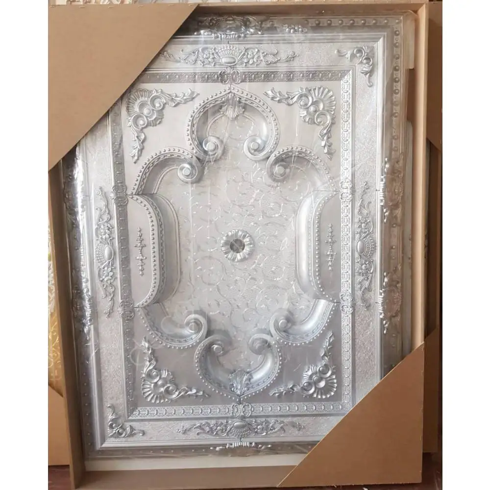 

DECOGOLD Decorative Rectangle Design Silver Colored Ceiling Medallion 90x120cm