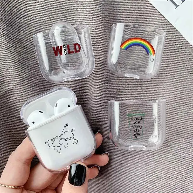 Мягкий чехол для наушников Apple Airpods с милой картой Прозрачный Роскошный