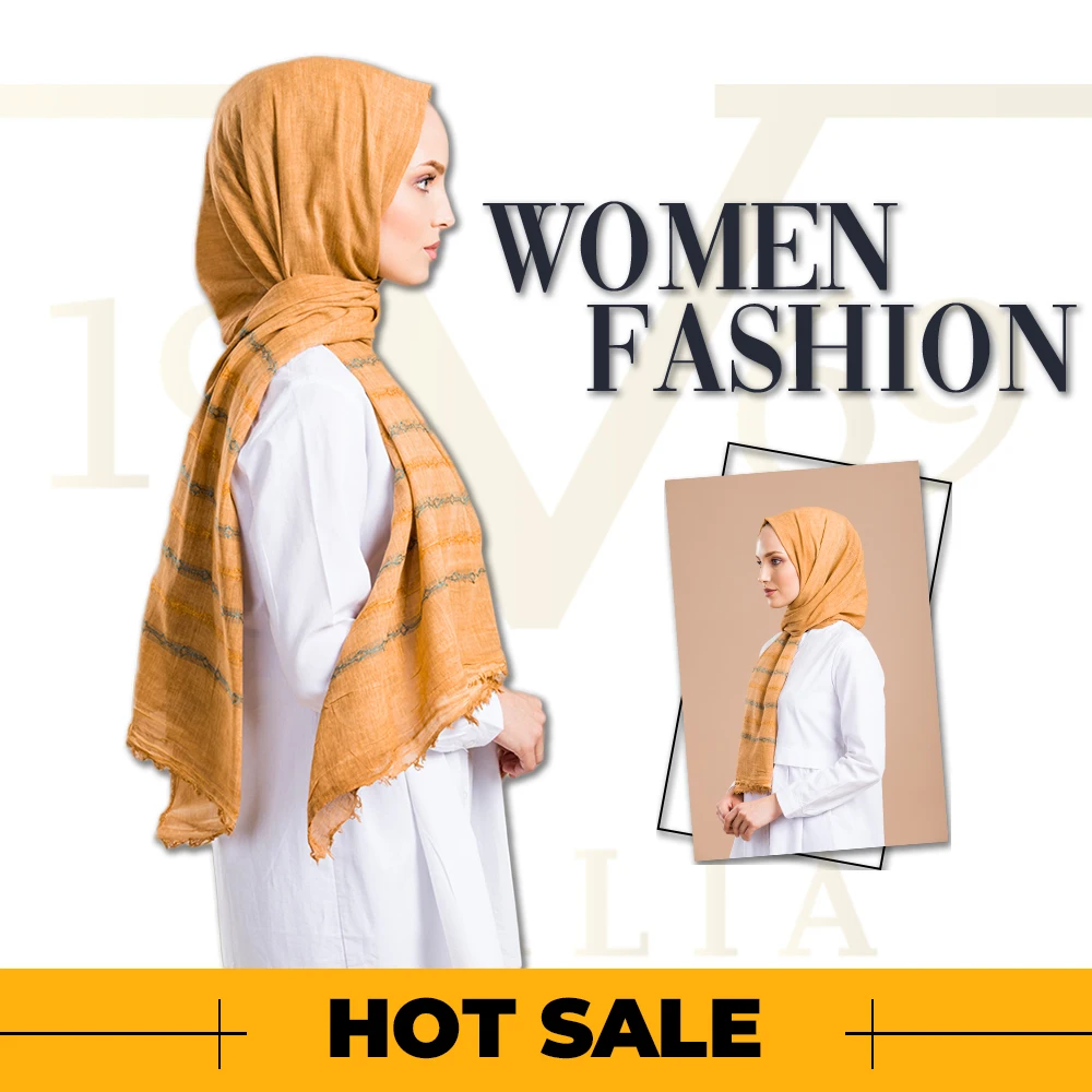

2020 Hot Sale Women 75x200 cm Mustard Cotton Shawl Silky Scarf Muslim Hijab Wrap Female Neck Warm Headband Face Mask Lady