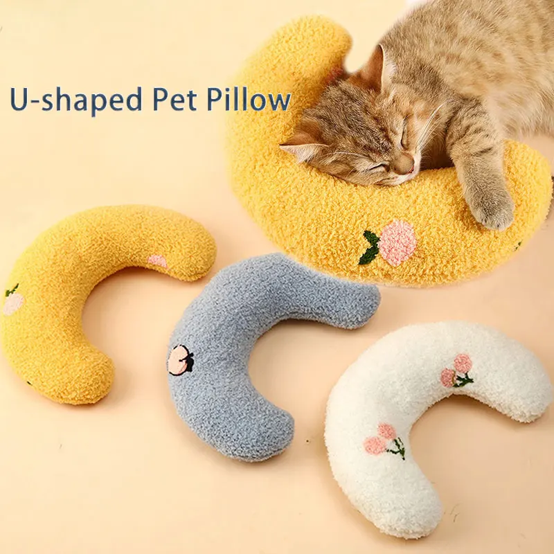 

U-shaped Cat Pillow Toys For Cats Home Sleeping Plush Pillow Protect The Cervical Pets Supplies Chihuahua Cats Bed Puppy Kitten
