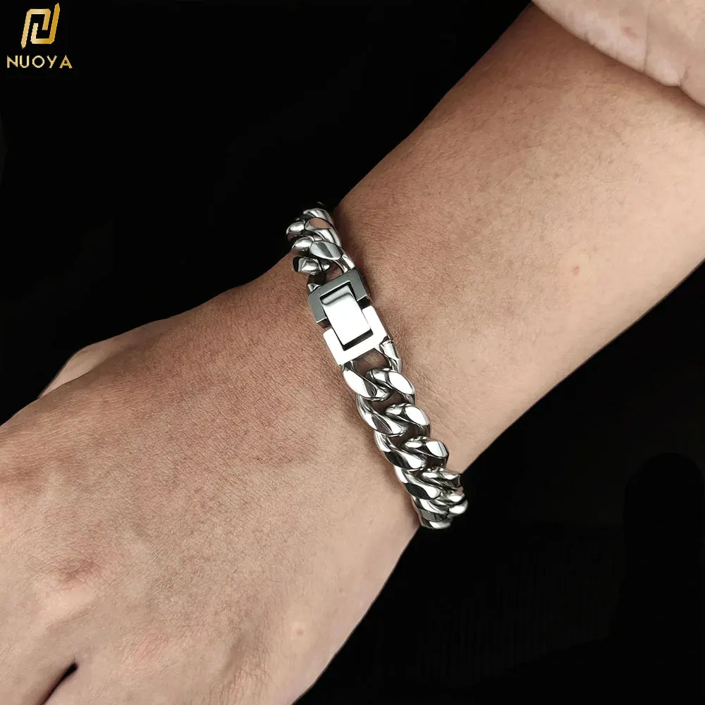 

6-16mm Cuban Bracelet Stainless Steel Man Miami Link Bracelet Silver Punk Fine Jewelry Gift
