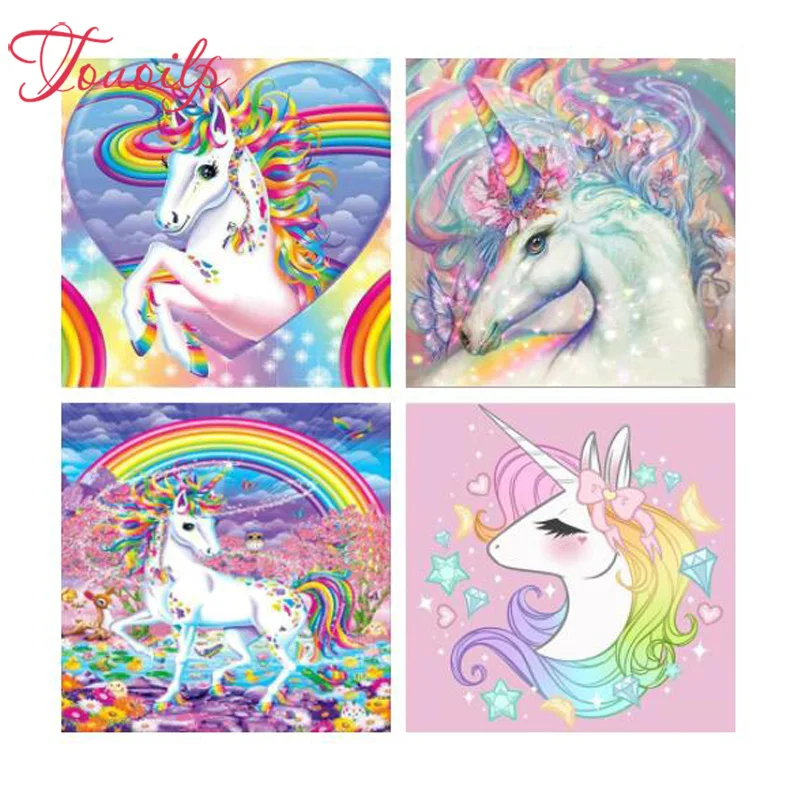 5D алмазная живопись сделай сам радужные единороги вышивка крестиком мозаика