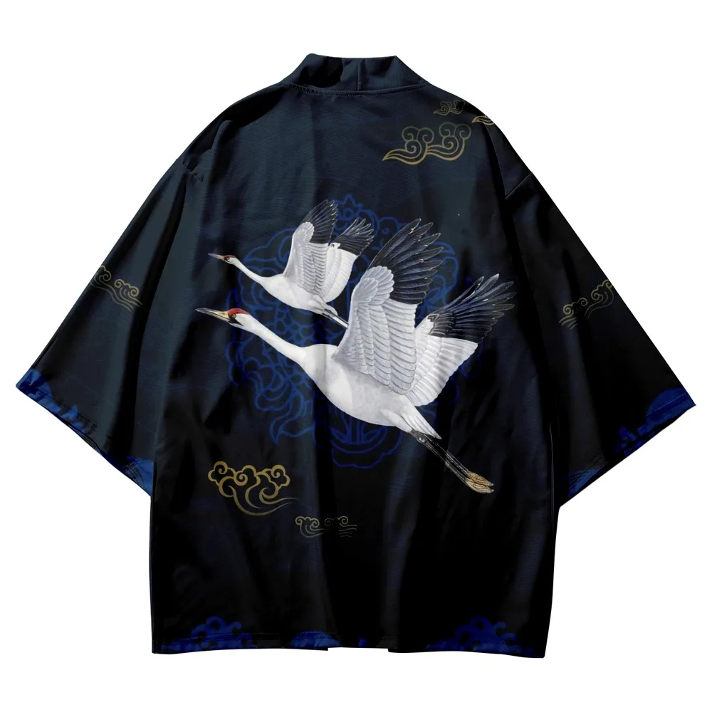 

Flying red-crowned crane Chinese style shirt Casual retro red-crowned crane men's and women's spring and autumn shirts