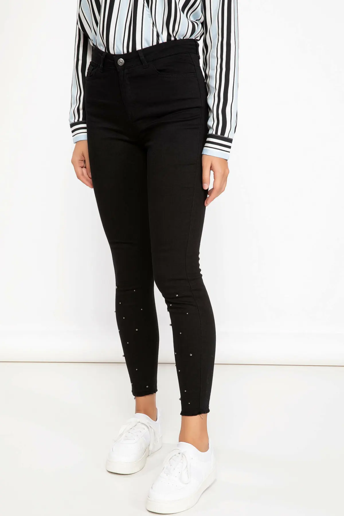 Женские узкие брюки DeFacto удобные повседневные хлопковые карандаш облегающие