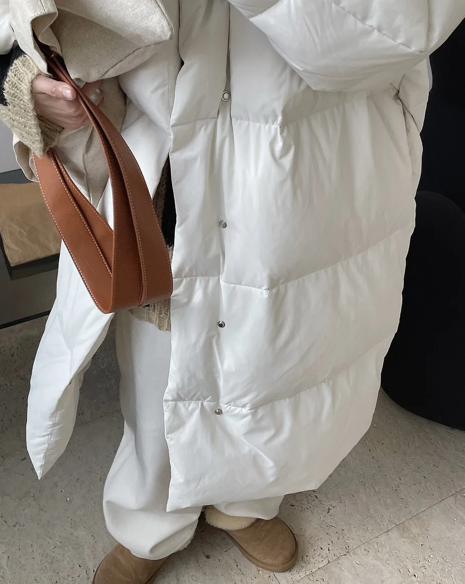 woman warm winter long coat enlarge