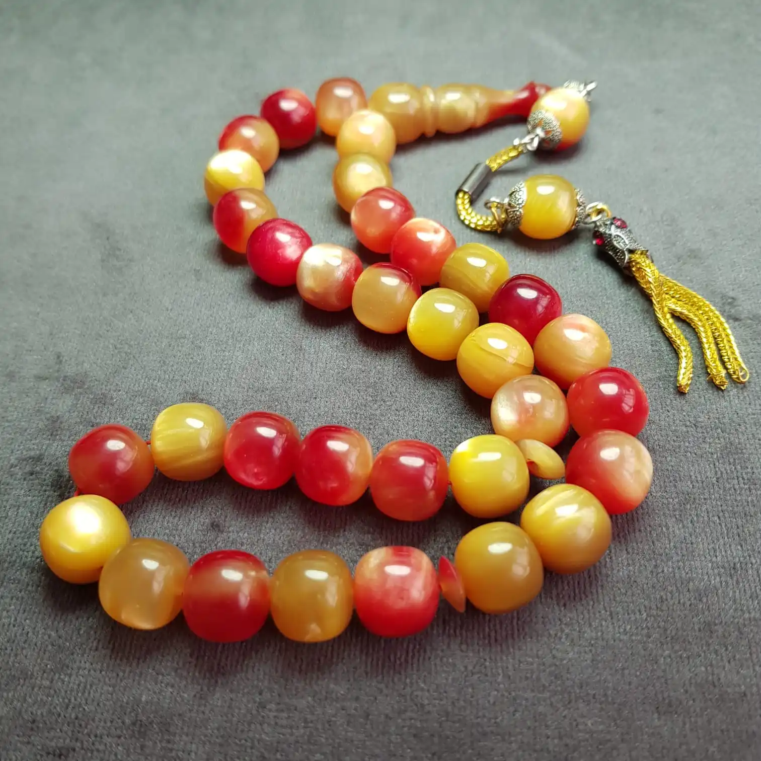 

Turkish Design Squeezed Amber Rosary, Meditation, Yoga, Bracelet, Prayer, Plump Barley Cut, Hand Work