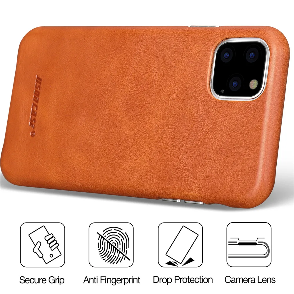 Jisoncase кожаный чехол для iPhone 11Pro MAX, ультра тонкий чехол из натуральной кожи, противоскользящий мягкий захват, устойчивый к царапинам чехол