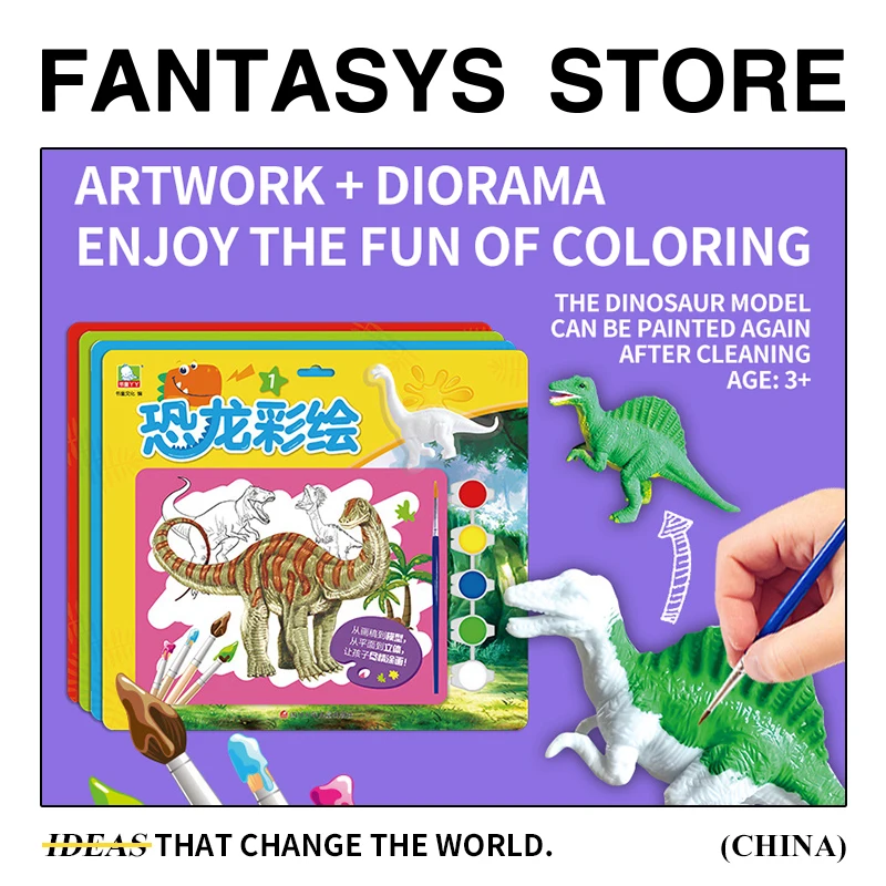 

Dinosaur Watercolor Coloring book for Kids 3-6 years old Doodle coloring book for kids Handmade coloring book for kids