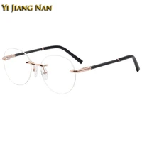 women pure titanium round legs optical rimless eyewear lightweight flexible prescription glasses frame men eyeglasses spectacle