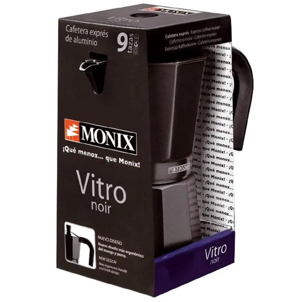Monix алюминиевая Кофеварка Noir Vitro. От 1 до 12 чашек. Подходит для приготовления