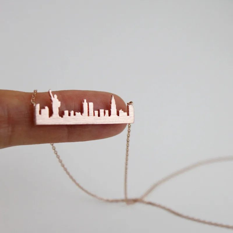 

10PCS Statue Of Liberty Necklace Gold Color Stainless Steel Cityscape NYC New York Skyline Goddess Freedom Faith Souvenir Gifts