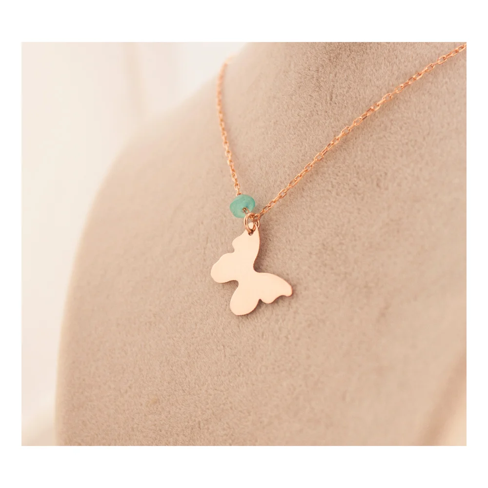 Ожерелье ювелирное 925 пробы серебряная подвеска-бабочка покрытая розовым