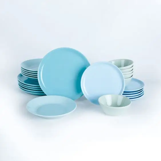 

Столовая посуда Hitit с градиентным бирюзовым синим покрытием, 24 предмета, обеденные тарелки для 6 персон, столовая посуда, Сервировочная таре...