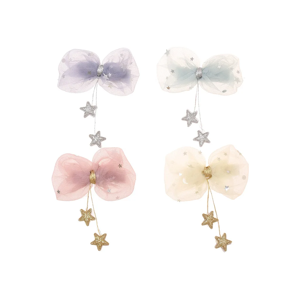 

Korean New Children's Hair Accessories Stars Yarn Hanging Tassel Bow Hairpin Hair Clip Hair Accessories For Women Girls